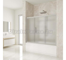 Шторка на ванну Kubele DE019P3-MAT-MT 180х150 см, профиль матовый хром