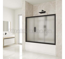 Шторка на ванну Kubele DE019P3-MAT-BLMT 180х150 см, профиль матовый черный