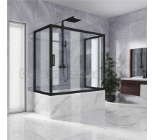 Шторка на ванну Kubele DE019P2U-CLN-BLMT 150х75 см, профиль матовый черный