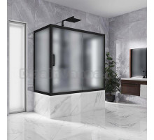 Шторка на ванну Kubele DE019P2U-MAT-BLMT 150х70 см, профиль матовый черный
