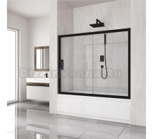 Шторка на ванну Kubele DE019P2-CLN-BLMT 150х150 см, профиль матовый черный