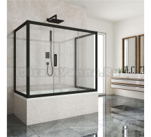 Шторка на ванну Kubele DE019P3U-CLN-BLMT 170х80 см, профиль матовый черный