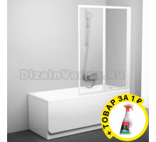 Шторка на ванну Ravak VS2 105 Transparent, профиль белый + средство для ванн и душевых кабин