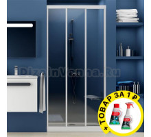 Душевая дверь в нишу Ravak ASDP3-90 Transparent, профиль белый + средство для ванн и душевых кабин