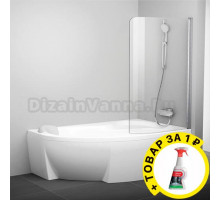 Шторка на ванну Ravak Rosa CVSK1 160/170 R Transparent, профиль блестящий + средство для ванн и душевых кабин
