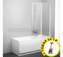 Шторка на ванну Ravak CVS2-100 R Transparent, профиль белый + средство для ванн и душевых кабин