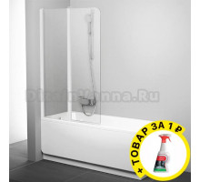 Шторка на ванну Ravak CVS2-100 L Transparent, профиль белый + средство для ванн и душевых кабин