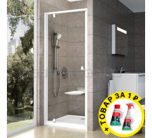 Душевая дверь в нишу Ravak PDOP1-90 Transparent, профиль белый + средство для ванн и защитное средство