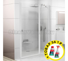 Душевая дверь в нишу Ravak CSD2-120 Transparent, профиль белый + средство для ванн и защитное средство