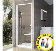 Душевая дверь в нишу Ravak PDOP1-80 Transparent, профиль белый + средство для ванн и защитное средство