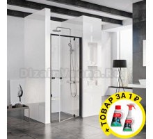 Душевая дверь в нишу Ravak PDOP1-80 Transparent, профиль черный + средство для ванн и защитное средство