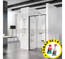 Душевая дверь в нишу Ravak PDOP2-120 Transparent, профиль черный + средство для ванн и защитное средство