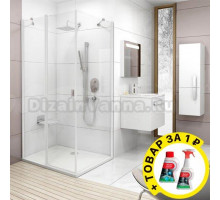 Душевой уголок Ravak CRV2-90+CPS-80 Transparent, профиль белый + средство для ванн и защитное средство