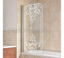 Шторка на ванну Vegas Glass EV 76 08 ARTDECO D2 L профиль глянцевый хром, стекло прозрачное рисунок