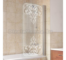 Шторка на ванну Vegas Glass EV 76 08 ARTDECO D2 R профиль глянцевый хром, стекло прозрачное рисунок