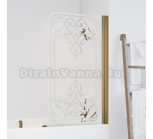 Шторка на ванну Vegas Glass EV 76 05 ARTDECO D1 R профиль бронза, стекло сатин рисунок