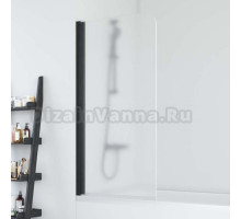 Шторка на ванну Vegas Glass EV 76 02М 10 L профиль черный, стекло сатин