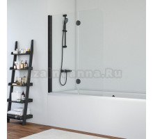 Шторка на ванну Vegas Glass E2V 120 02М 10 L профиль черный матовый, стекло сатин