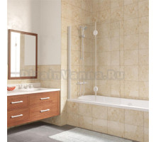 Шторка на ванну Vegas Glass E2V LUX 120 01 01 L профиль белый, стекло прозрачное