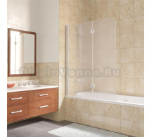 Шторка на ванну Vegas Glass E2V LUX 120 01 10 L профиль белый, стекло сатин