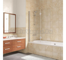 Шторка на ванну Vegas Glass E2V LUX 120 07 01 L профиль матовый хром, стекло прозрачное