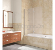 Шторка на ванну Vegas Glass E2V LUX 120 07 10 L профиль матовый хром, стекло сатин