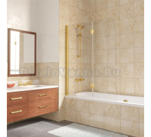 Шторка на ванну Vegas Glass E2V LUX 120 09 01 L профиль золото, стекло прозрачное