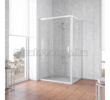 Душевой уголок Vegas Glass ZP+ZPV NOVO 100*80 01 01 профиль белый, стекло прозрачное