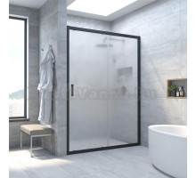 Душевая дверь в нишу Vegas Glass ZP NOVO 115 02М 10 115 см, профиль матовый черный, стекло сатин