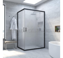Душевой уголок Vegas Glass ZA-F Novo 120*110 02М 10 профиль черный матовый, стекло сатин