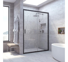 Душевая дверь в нишу Vegas Glass ZP NOVO 155 02М 01 155 см, профиль матовый черный, стекло прозрачное