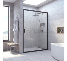 Душевая дверь в нишу Vegas Glass ZP NOVO h2000 155 02М 01 155 см, профиль матовый черный, стекло прозрачное