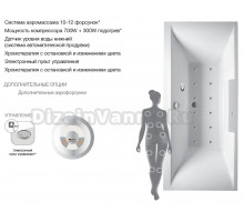 Гидромассажная система Relisan № 8  10-12 форсунок, мощность компрессора 1000W, регулятор подачи воздуха в систему гидромассажа, электронное управление, хромотерапия, гарантия 3 года