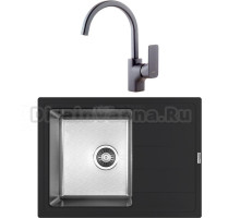 Комплект Мойка кухонная Florentina Комби 650 антрацит + Смеситель D&K Berlin DA1432420 для кухонной мойки, антрацит