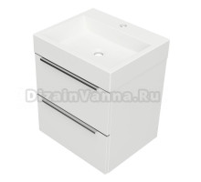 Тумба с раковиной Omnires Dreamset DREAMSET5030BP 50 см подвесная, белый глянцевый