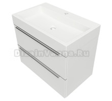 Тумба с раковиной Omnires Dreamset DREAMSET7030BP 70 см подвесная, белый глянцевый