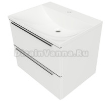 Тумба с раковиной Omnires Dreamset DREAMSET6132BP 60 см подвесная, белый глянцевый