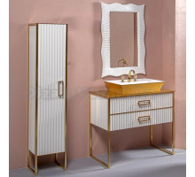 Мебель для ванной Armadi Art Monaco 100 с золотой столешницей белая, золото