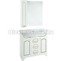 Мебель для ванной Bellezza Тиффани 105 белая, патина золото