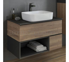 Тумба с раковиной Comforty Штутгарт 90, дуб тёмно-коричневый