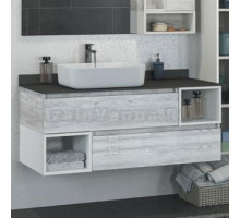 Тумба с раковиной Comforty Прага 120, дуб белый, столешница антрацит, раковина 78189