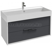 Тумба с раковиной Jacob Delafon Vivienne 100 белый блестящий/насыщенный серый, ручки серые
