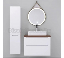 Мебель для ванной Jorno Wood 80, белая, темная столешница