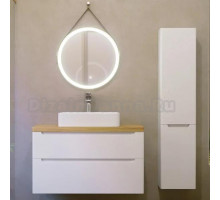 Мебель для ванной Jorno Wood 100, белая, светлая столешница