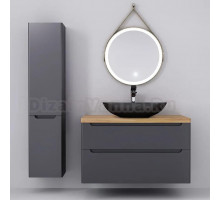 Мебель для ванной Jorno Wood 100, серая, светлая столешница