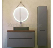 Мебель для ванной Jorno Wood 100, серая, темная столешница