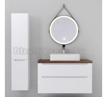 Мебель для ванной Jorno Wood 100, белая, темная столешница