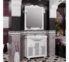 Мебель для ванной Opadiris Тибет 85 с декоративной решеткой, белая матовая