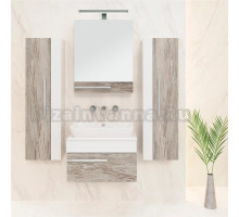 Мебель для ванной Runo Вудлайн 65, скандинавский дуб, раковина Caspia 60 Square