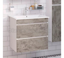 Тумба с раковиной Runo Манхэттен 65, подвесная, серый бетон